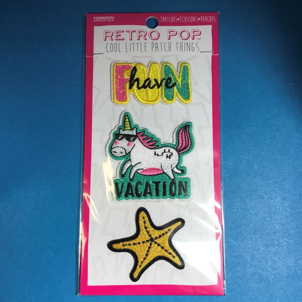 Set of 3 Unicorn Vacation Fun Iron On Patches